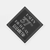 Serviette En Papier HAPPY 37E ANNIVERSAIRE ; Style Art Déco ; Nom pers (Coin)