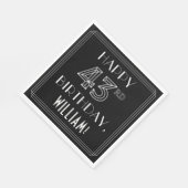 Serviette En Papier HAPPY 43E ANNIVERSAIRE ; Style Art Déco ; Nom pers (Coin)