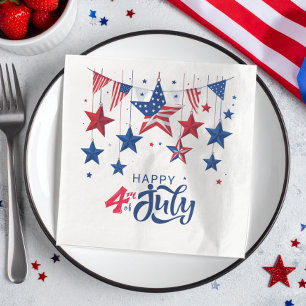 Serviette En Papier Happy 4 juillet Hanging Stars ID1103