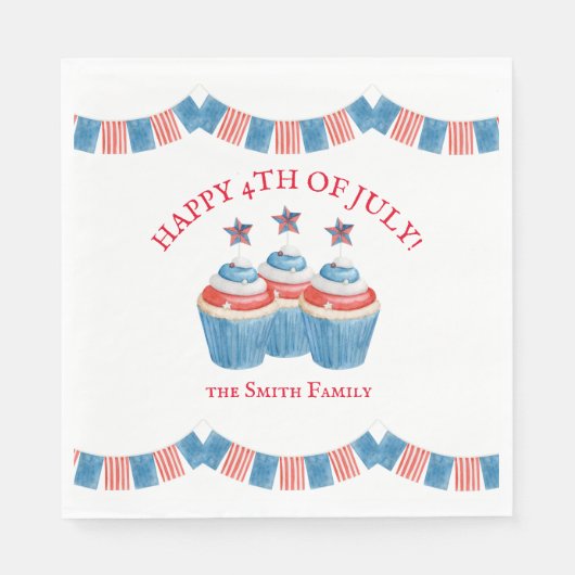 Serviette En Papier Happy 4 juillet Papier Napkin (Devant)