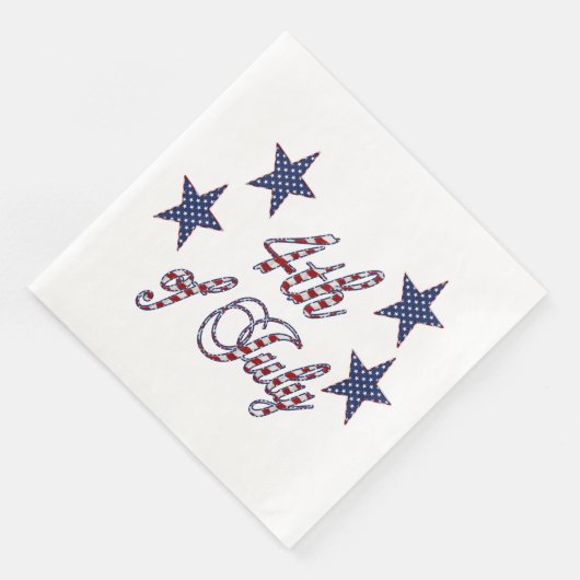 Serviette En Papier Happy 4 juillet Stars and Stripes Typographie (Coin)