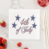 Serviette En Papier Happy 4 juillet Stars and Stripes Typographie (En situation)