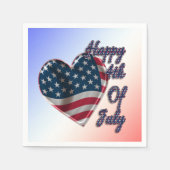 Serviette En Papier Happy 4 juillet USA Flag Heart (Devant)