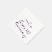 Serviette En Papier Happy 50th anniversary purple name year simple (Coin)