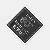 Serviette En Papier HAPPY 60E ANNIVERSAIRE ; Style Art Déco ; Nom pers (Coin)