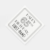 Serviette En Papier HAPPY 65E ANNIVERSAIRE ; Style Art Déco ; Nom pers (Coin)
