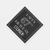 Serviette En Papier HAPPY 67E ANNIVERSAIRE ; Style Art Déco ; Nom pers (Coin)