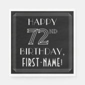 Serviette En Papier HAPPY 72E ANNIVERSAIRE ; Style Art Déco ; Nom pers (Devant)