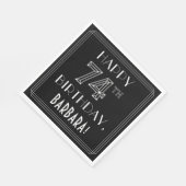 Serviette En Papier HAPPY 74E ANNIVERSAIRE ; Style Art Déco ; Nom pers (Coin)