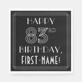 Serviette En Papier HAPPY 83E ANNIVERSAIRE ; Style Art Déco ; Nom pers (Devant)
