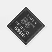 Serviette En Papier HAPPY 86E ANNIVERSAIRE ; Style Art Déco ; Nom pers (Coin)