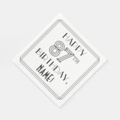 Serviette En Papier HAPPY 87E ANNIVERSAIRE ; Style Art Déco ; Nom pers (Coin)