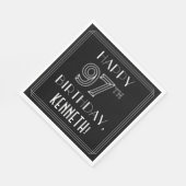 Serviette En Papier HAPPY 97E ANNIVERSAIRE ; Style Art Déco ; Nom pers (Coin)