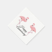 Serviette En Papier Happy Anniversary Classic Pink Flamingos (Coin)
