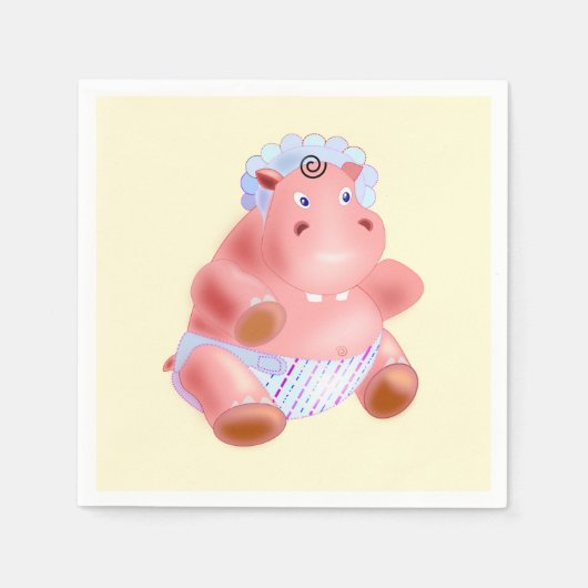 Serviette En Papier Happy Baby Hippo (Devant)