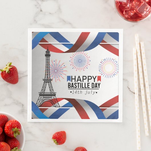 Serviette En Papier Happy Bastille Day - 14th July (En situation)