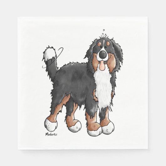 Serviette En Papier Happy Bernese Mountain Dog - Comic - Chiens - Cart (Devant)