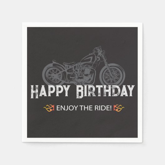 Serviette En Papier Happy Biker Birthday Motorcycle Rider (Devant)