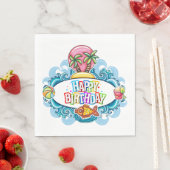 Serviette en papier Happy Birthday Beach Fun (En situation)