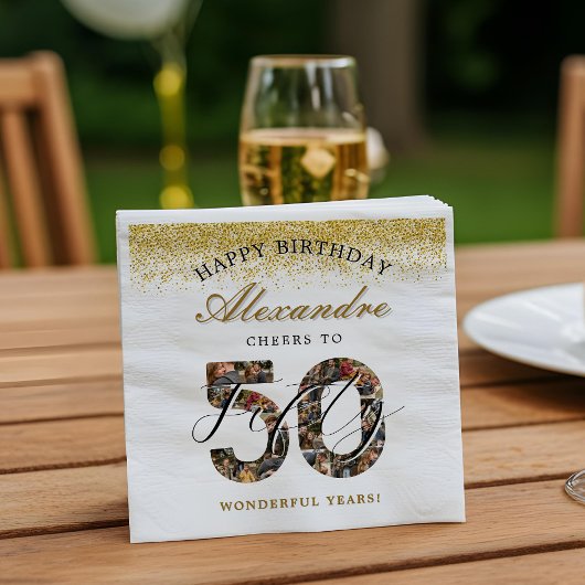 Serviette En Papier Happy Birthday Cheers To 50 Years Photo Collage