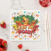 Serviette En Papier Happy Birthday Dinosaur  (En situation)