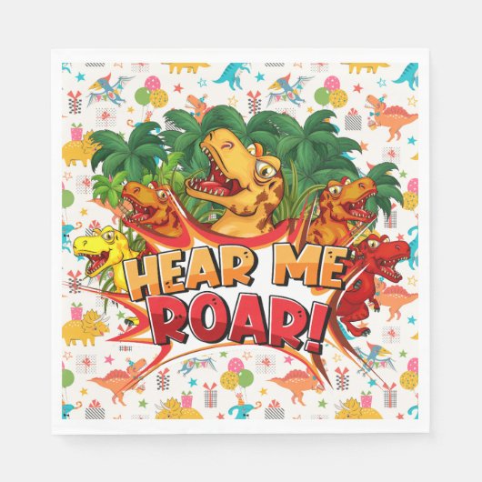 Serviette En Papier Happy Birthday Dinosaur  (Devant)