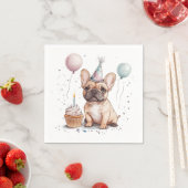 Serviette En Papier Happy Birthday French Bulldog (En situation)