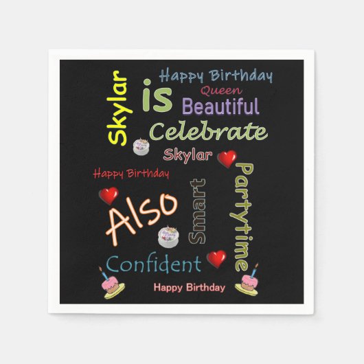 Serviette En Papier Happy Birthday Papier Napkins Skylar (Devant)