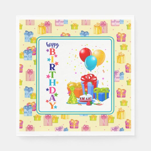 Serviette En Papier Happy Birthday Party (Devant)