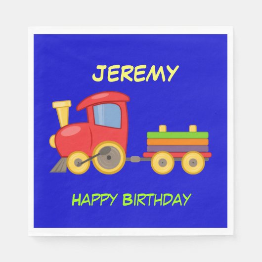 Serviette En Papier Happy Birthday, Toy Train, template (Devant)
