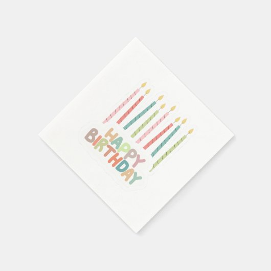 Serviette En Papier Happy Birthday with Candles on (Coin)