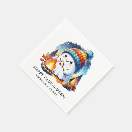 Serviette En Papier Happy Camp-o-ween Ghost Camping Custom Halloween (Coin)