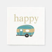 Serviette En Papier Happy Camper Turquoise Gold Teardrop Camping Trail (Devant)