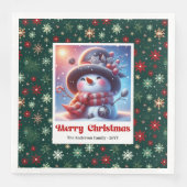 Serviette En Papier Happy Cute Christmas Snowman Napkins Personalized (Devant)