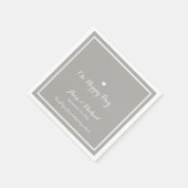 Serviette En Papier Happy Day Mariage réception gris (Coin)