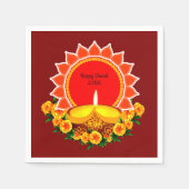 Serviette En Papier Happy Diwali 20xx Ajouter année ou texte Marigolds (Devant)