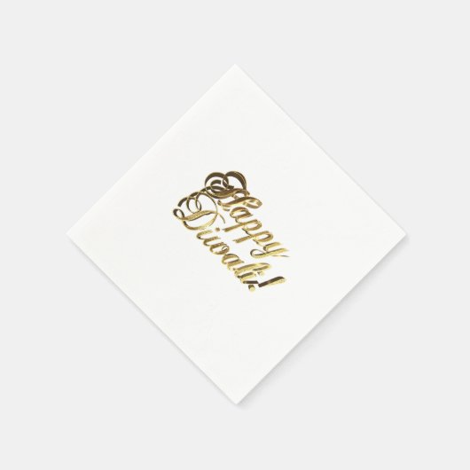 Serviette En Papier Happy Diwali Faux Gold Foil Typographie Élégante (Coin)