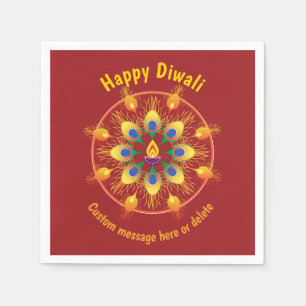 Serviette En Papier Happy Diwali, textes personnalisés, marron / marro