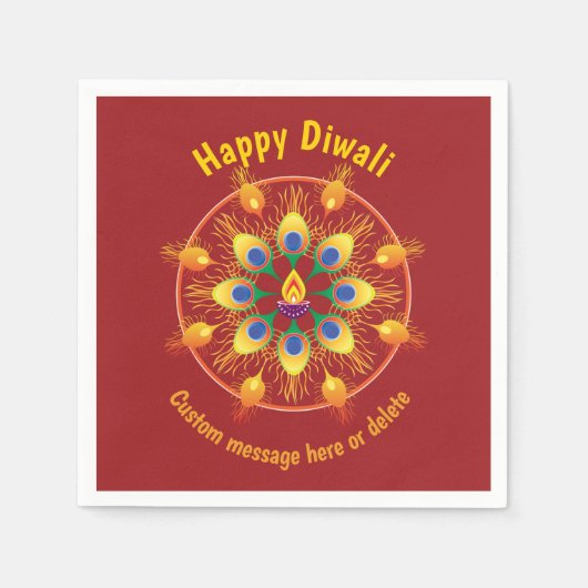 Serviette En Papier Happy Diwali, textes personnalisés, marron / marro (Devant)