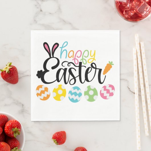 Serviette En Papier Happy Easter Eggs (En situation)