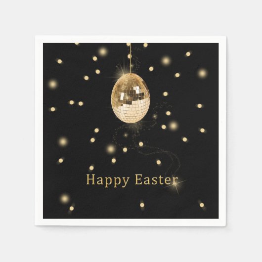 Serviette En Papier Happy Easter Gold Disco Ball (Devant)