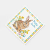 Serviette En Papier Happy Easter Rabbit Spring Plaid  (Coin)