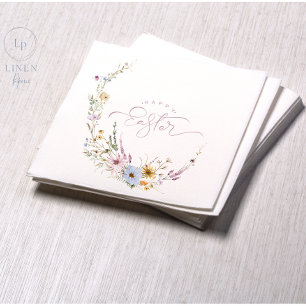 Serviette En Papier Happy Easter Spring Flower Wreath