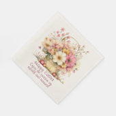 Serviette En Papier Happy Easter Spring Pink and Yellow Flowers (Coin)