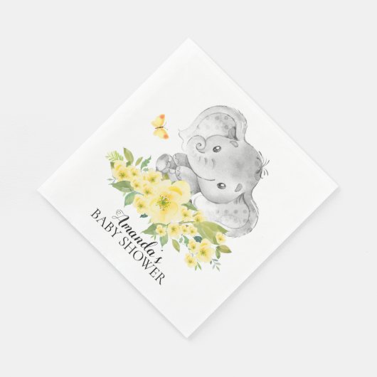 Serviette En Papier Happy Elephant Neutral Papier Baby shower Napkins (Coin)