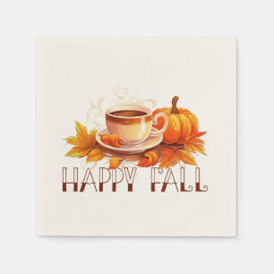Serviette En Papier Happy Fall Coffee Citrouille