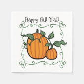 Serviette En Papier Happy Fall Y'all Citation Citrouille Thanksgiving (Devant)