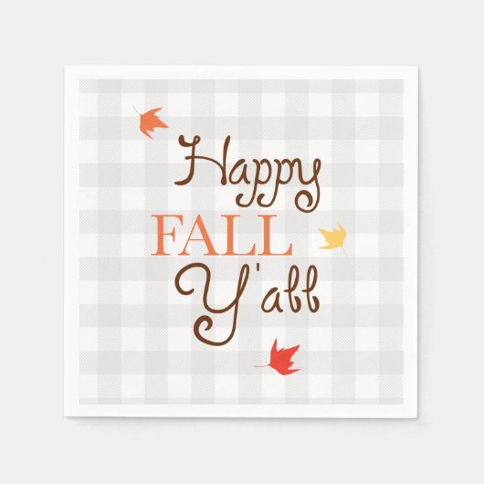 Serviette En Papier Happy Fall Y'all En vichy Motif Wreath (Devant)