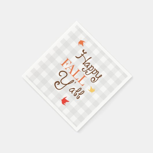 Serviette En Papier Happy Fall Y'all En vichy Motif Wreath (Coin)