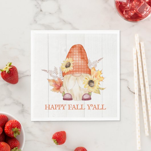 Serviette En Papier Happy Fall Y'All Gnome (En situation)